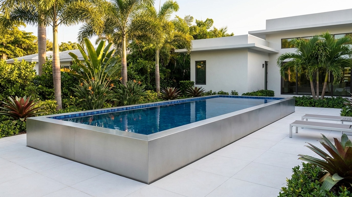 16 x 48 Platinum Silver Mystic Blue Architectural Pool