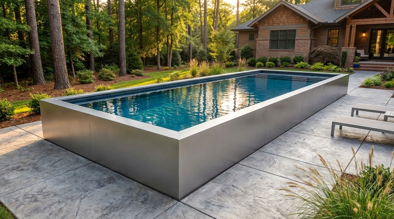 16 x 48 Platinum Silver Deep Sea Blue Architectural Pool