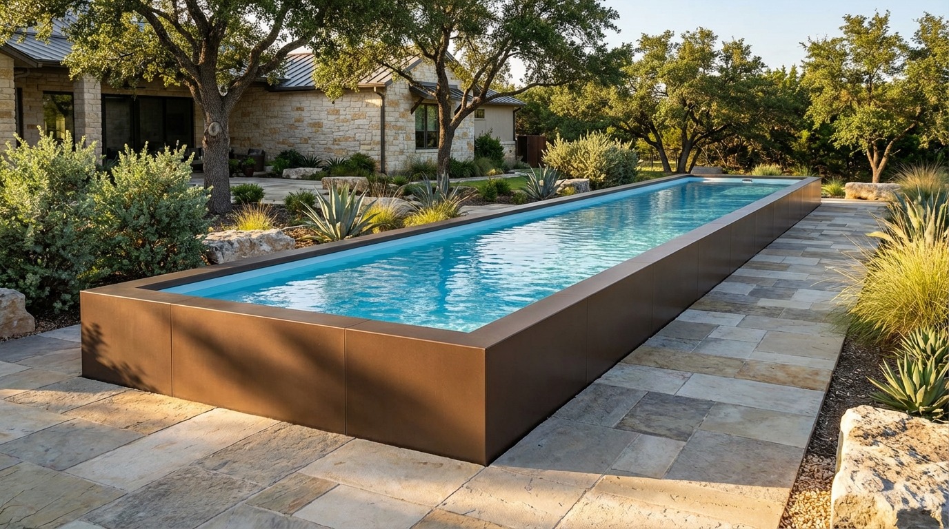16 x 52 Canyon Bronze Aqua Blue Architectural Pool