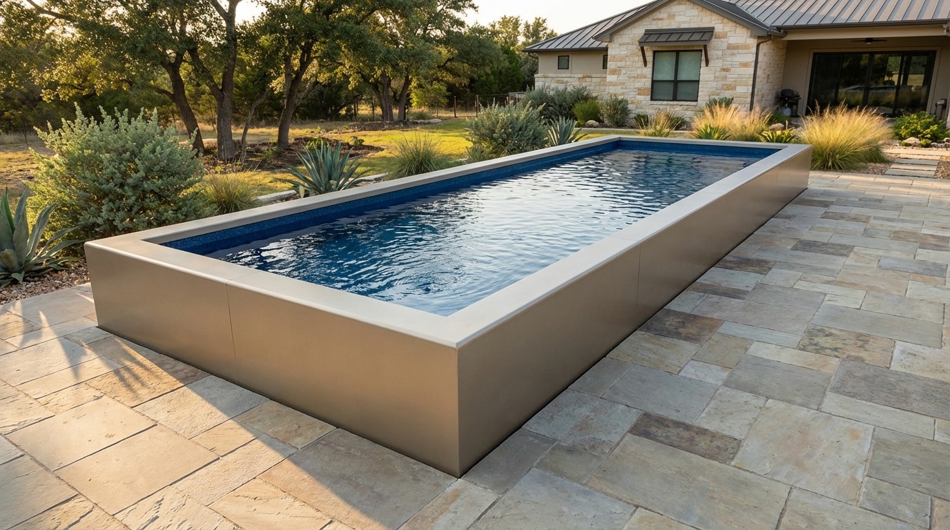 16 x 52 Champagne Mist Deep Sea Blue Architectural Pool