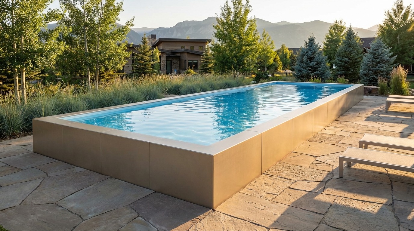 16 x 52 Champagne Mist Aqua Blue Architectural Pool