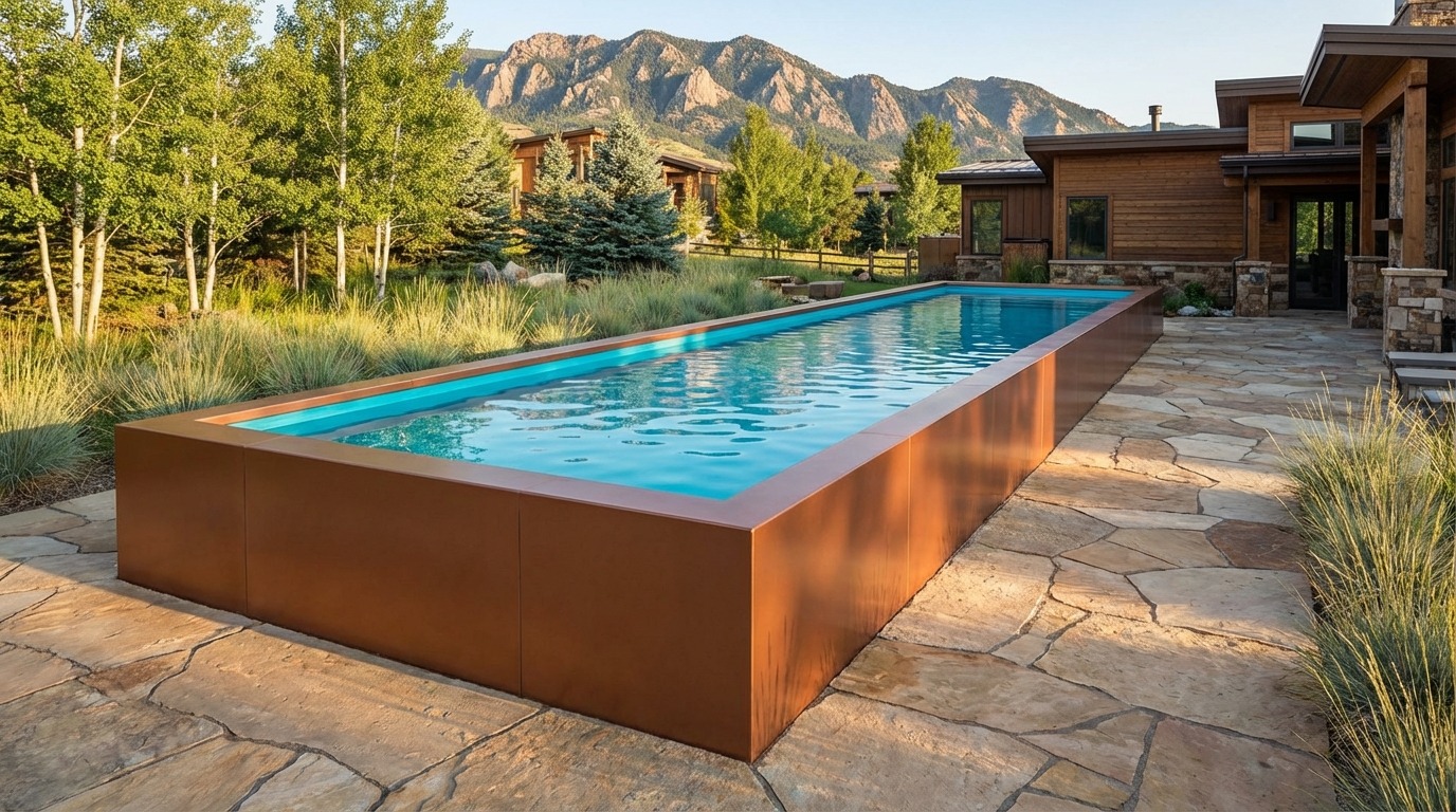 16 x 52 Espresso Copper Blue Topaz Architectural Pool