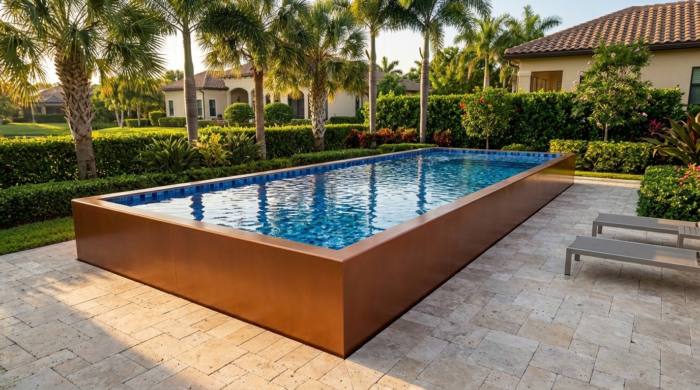 16 x 52 Espresso Copper Mystic Blue Architectural Pool