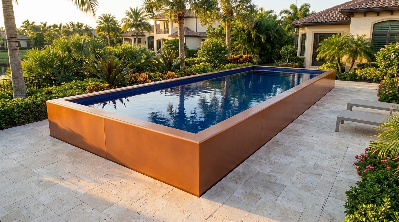 16 x 52 Espresso Copper Deep Sea Blue Architectural Pool