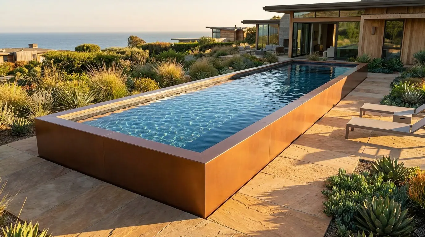 16 x 52 Espresso Copper Titanium Stone Architectural Pool
