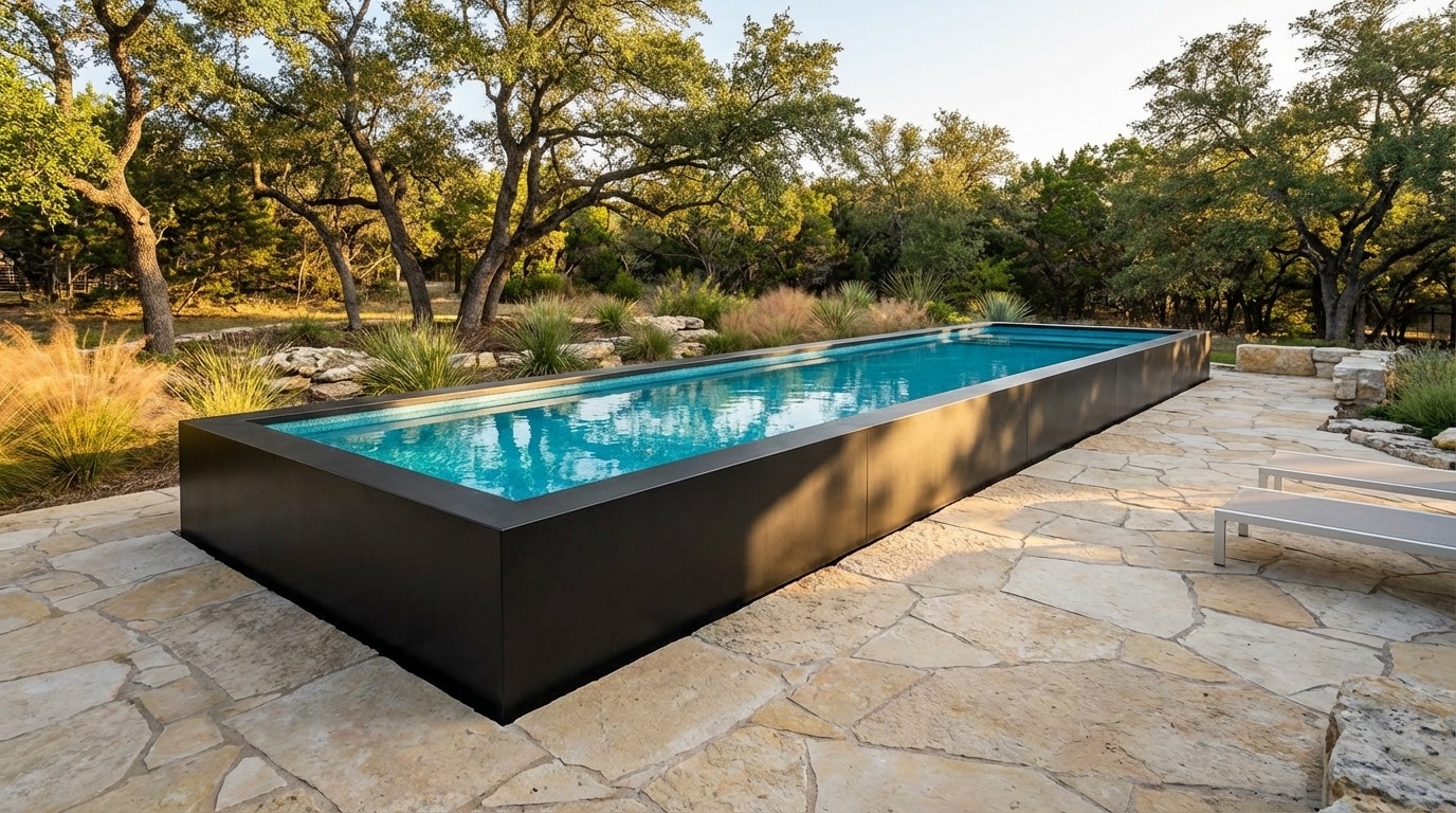 16 x 52 Midnight Black Blue Topaz Architectural Pool