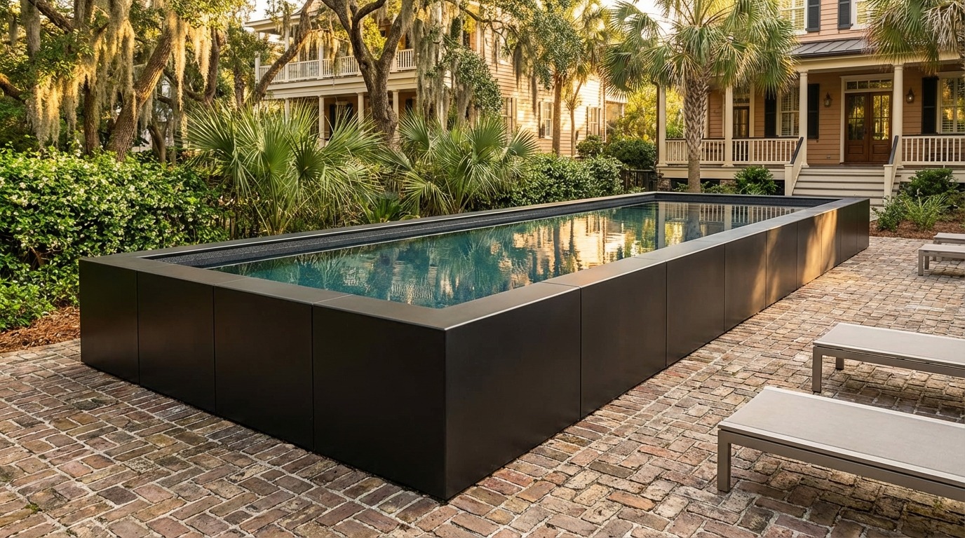 16 x 52 Midnight Black Titanium Stone Architectural Pool