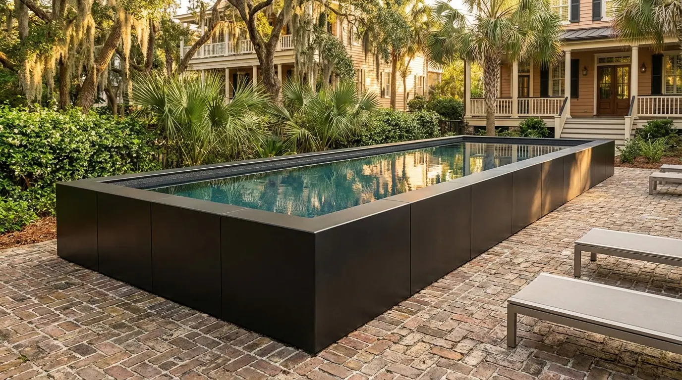 16 x 52 Midnight Black Titanium Stone Architectural Pool
