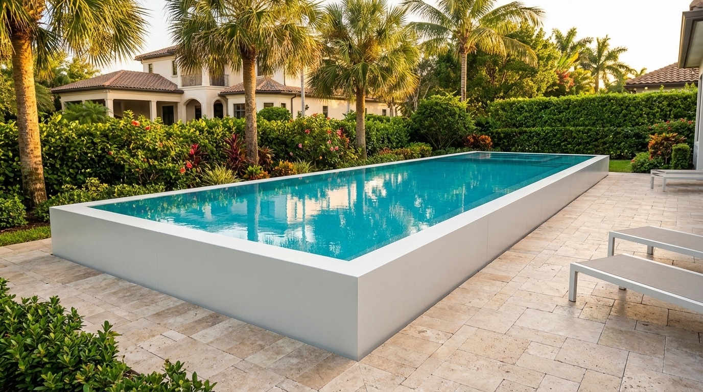 16 x 52 Alpine White Blue Topaz Architectural Pool