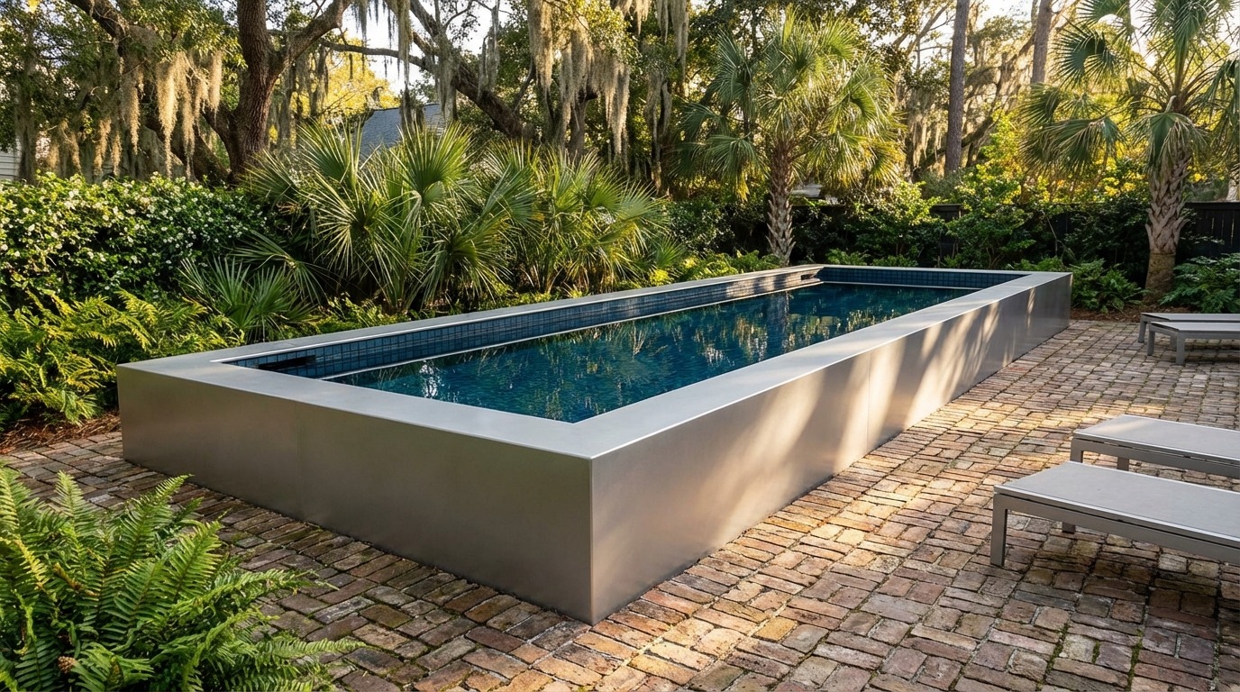 16 x 52 Platinum Silver Black Sapphire Architectural Pool