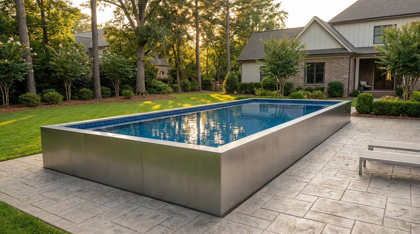 16 x 52 Platinum Silver Blue Matrix Architectural Pool