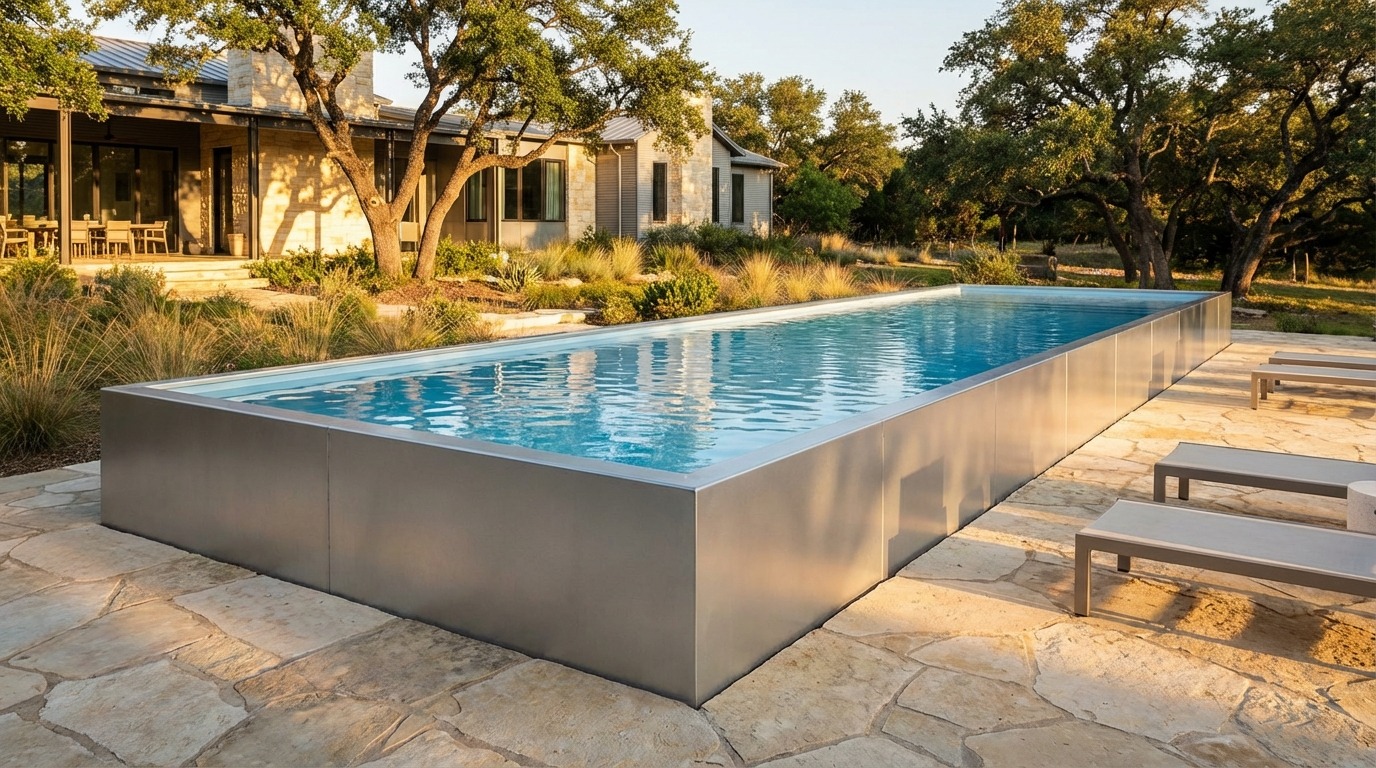 16 x 52 Platinum Silver Aqua Blue Architectural Pool