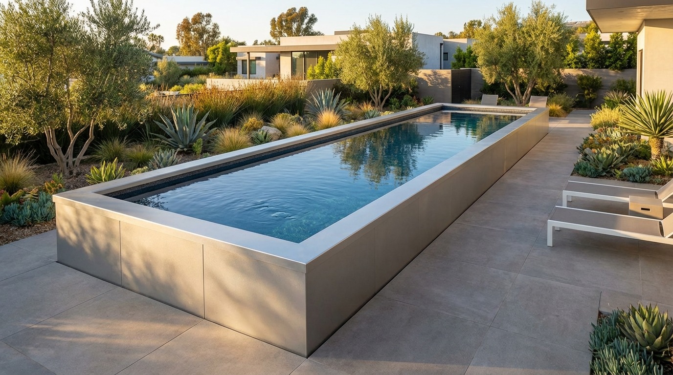 16 x 52 Platinum Silver Titanium Stone Architectural Pool