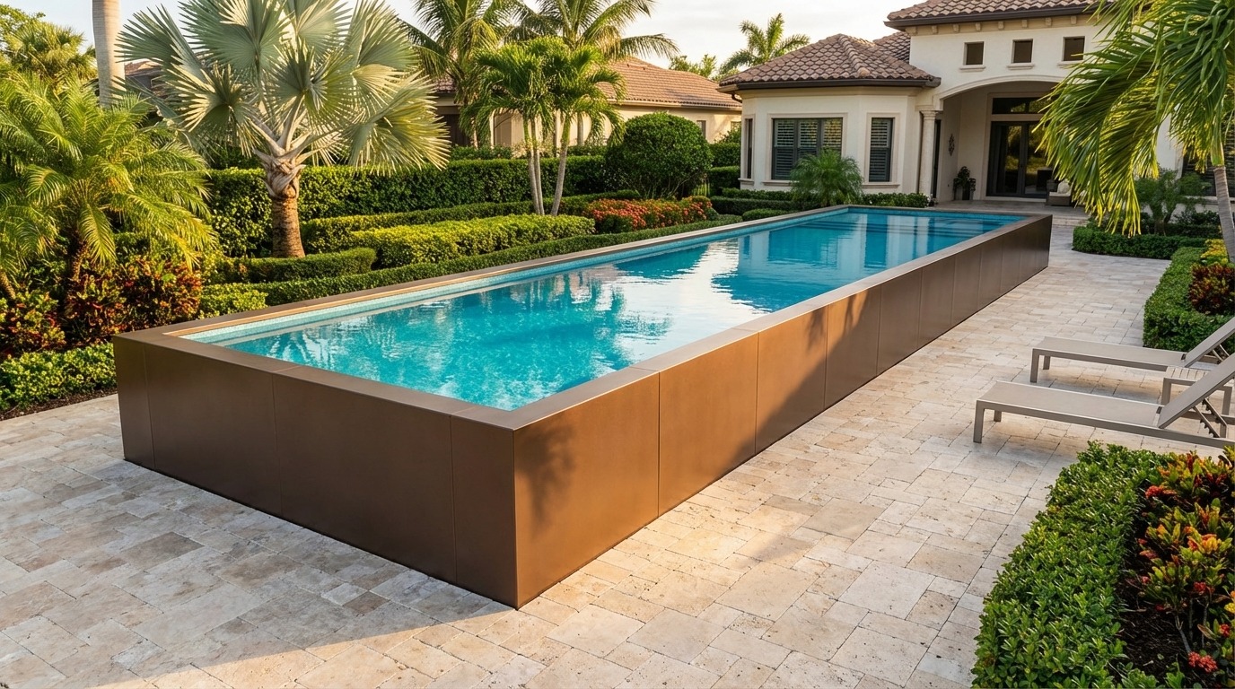 16 x 56 Canyon Bronze Blue Topaz Architectural Pool