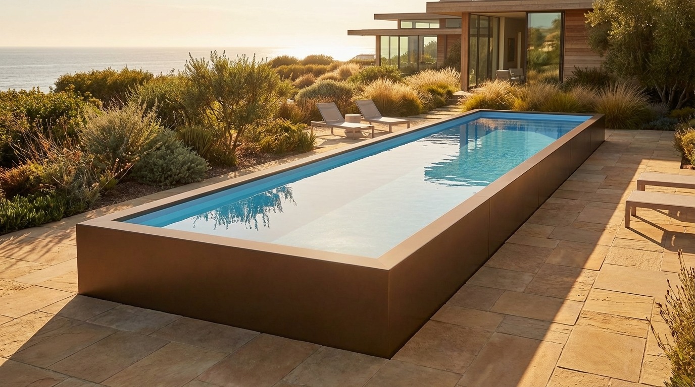 16 x 56 Canyon Bronze Aqua Blue Architectural Pool