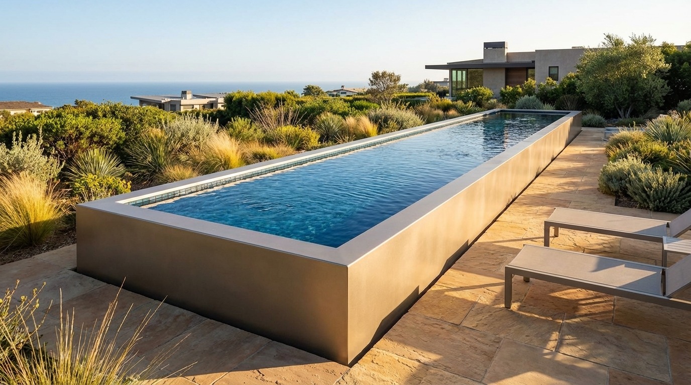 16 x 56 Champagne Mist Black Sapphire Architectural Pool