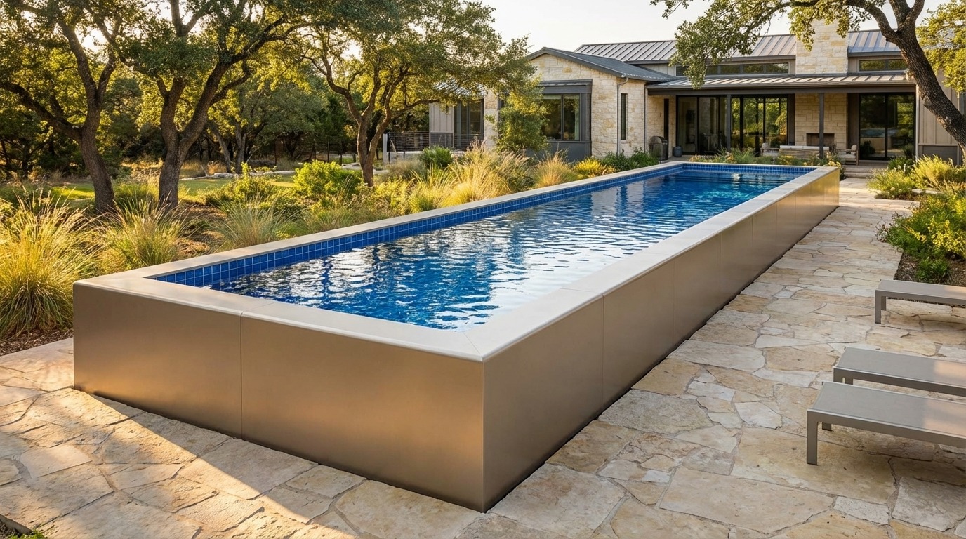 16 x 56 Champagne Mist Blue Matrix Architectural Pool