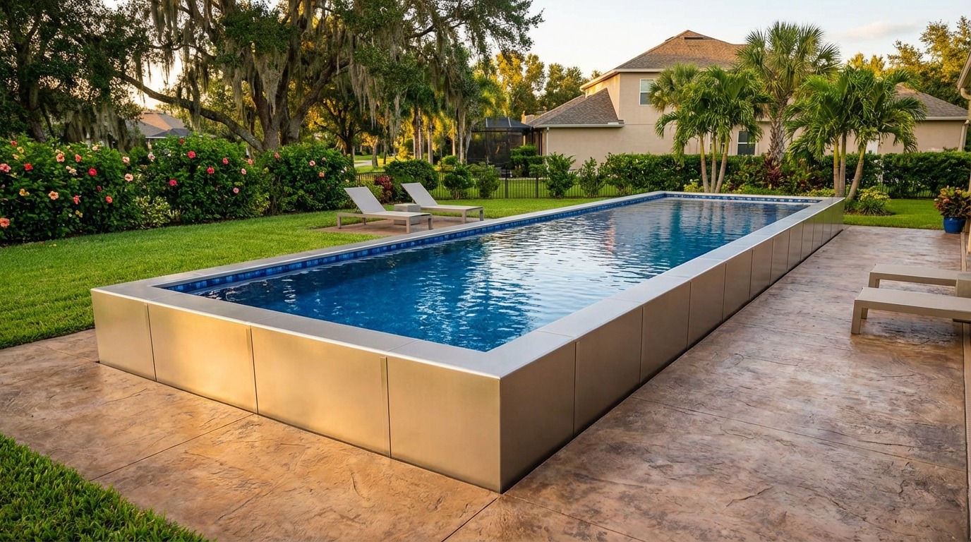16 x 56 Champagne Mist Mystic Blue Architectural Pool