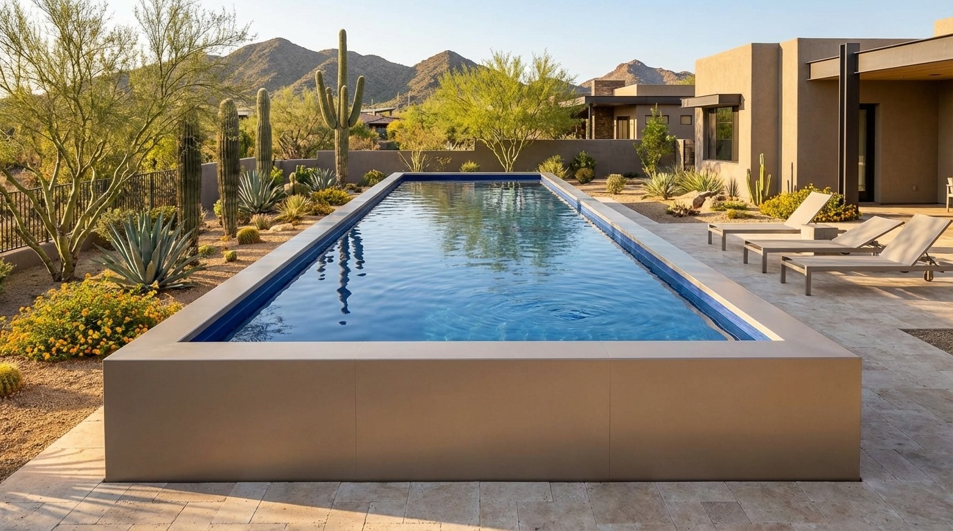 16 x 56 Champagne Mist Deep Sea Blue Architectural Pool