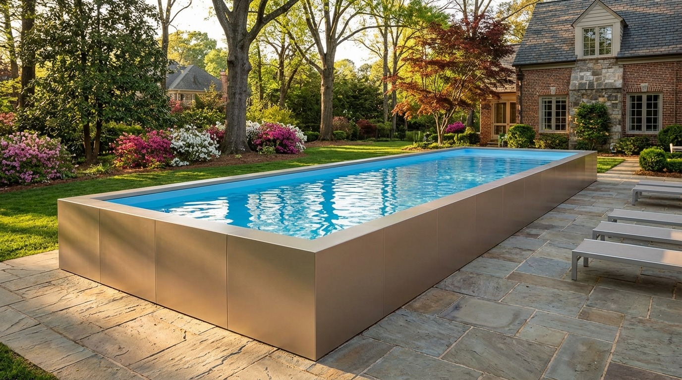 16 x 56 Champagne Mist Aqua Blue Architectural Pool