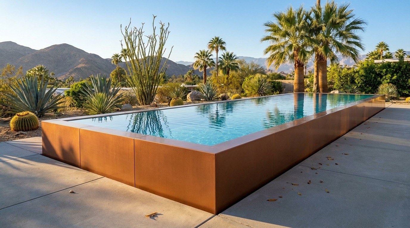 16 x 56 Espresso Copper Blue Topaz Architectural Pool