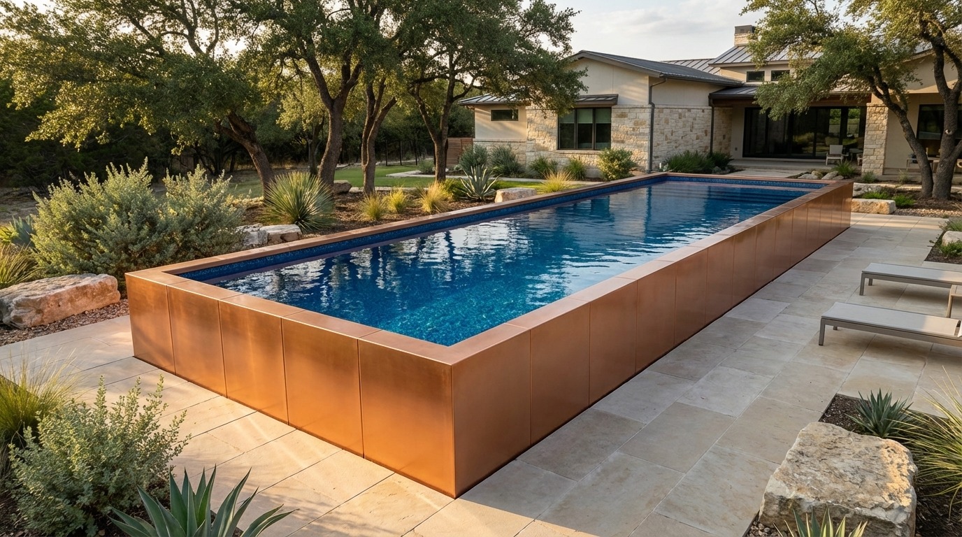 16 x 56 Espresso Copper Mystic Blue Architectural Pool