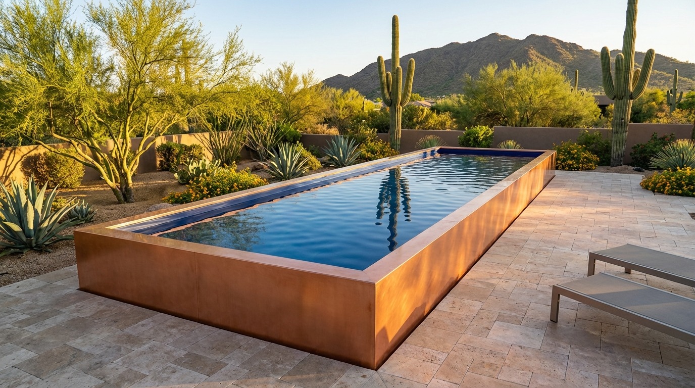 16 x 56 Espresso Copper Deep Sea Blue Architectural Pool