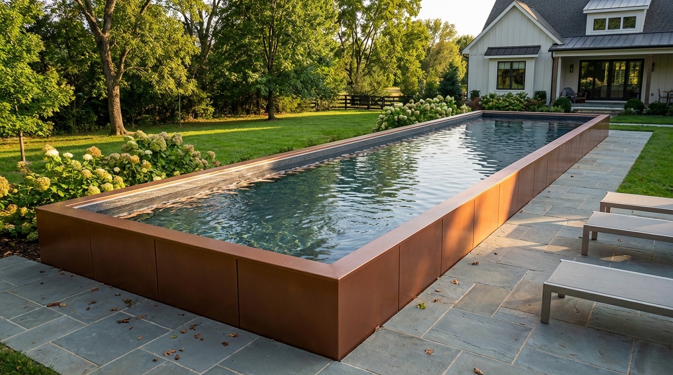 16 x 56 Espresso Copper Titanium Stone Architectural Pool