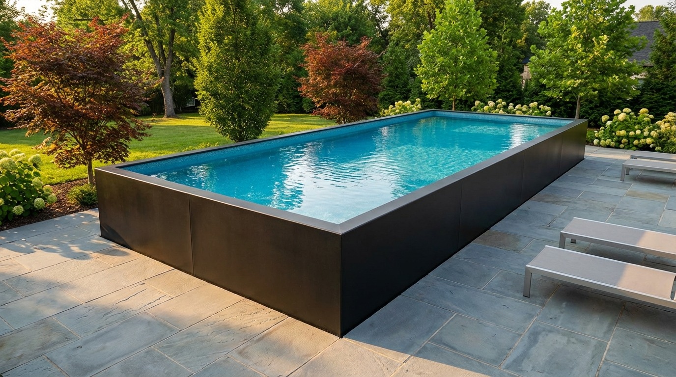 16 x 56 Midnight Black Blue Topaz Architectural Pool