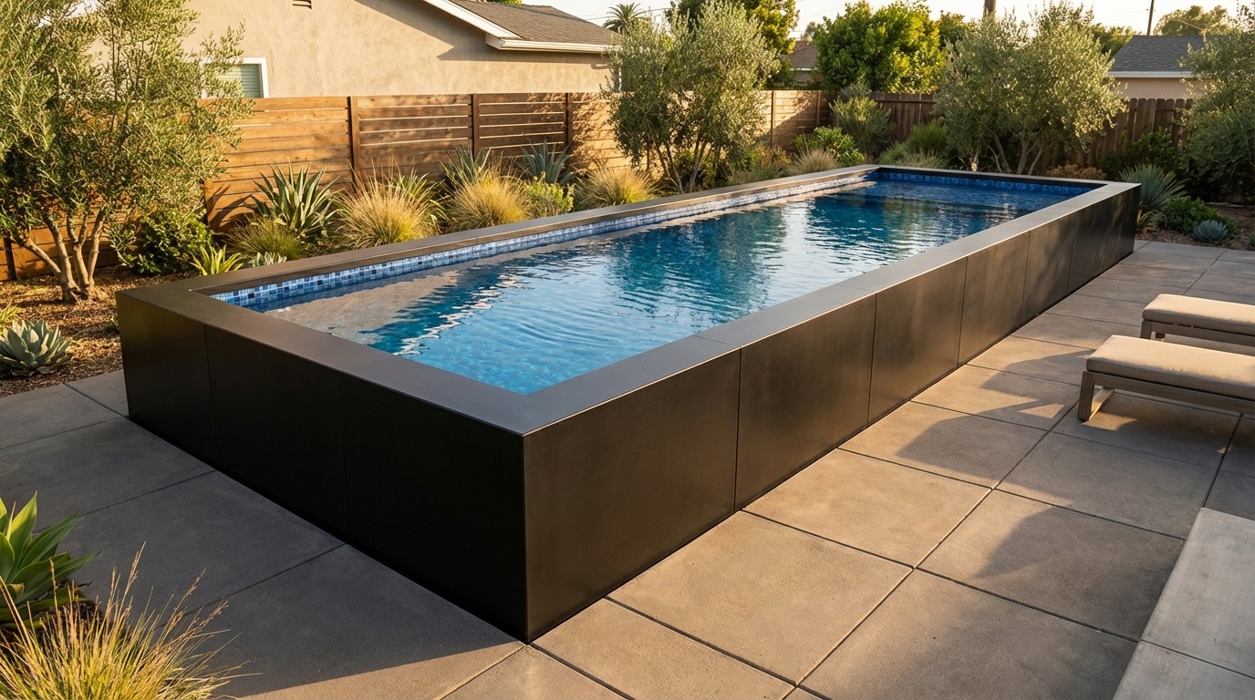 16 x 56 Midnight Black Mystic Blue Architectural Pool