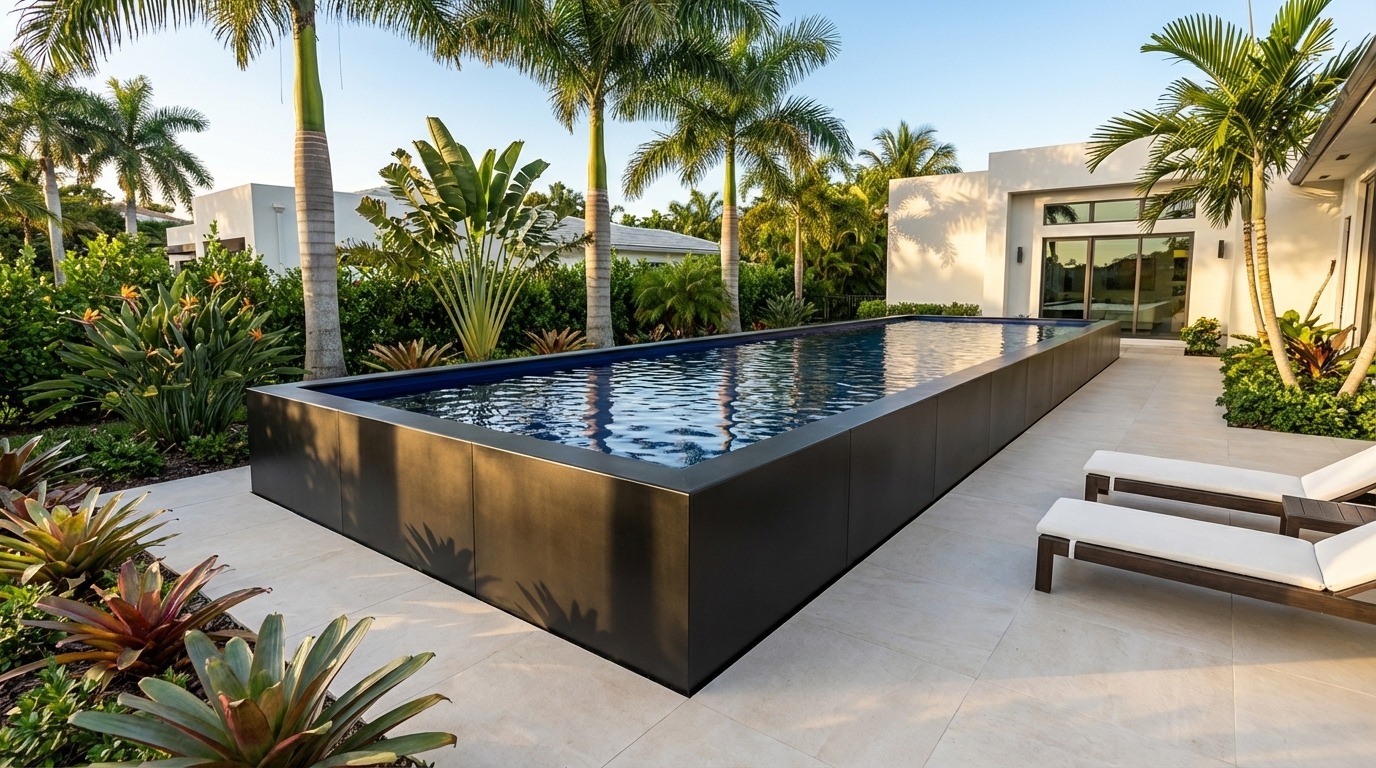 16 x 56 Midnight Black Deep Sea Blue Architectural Pool