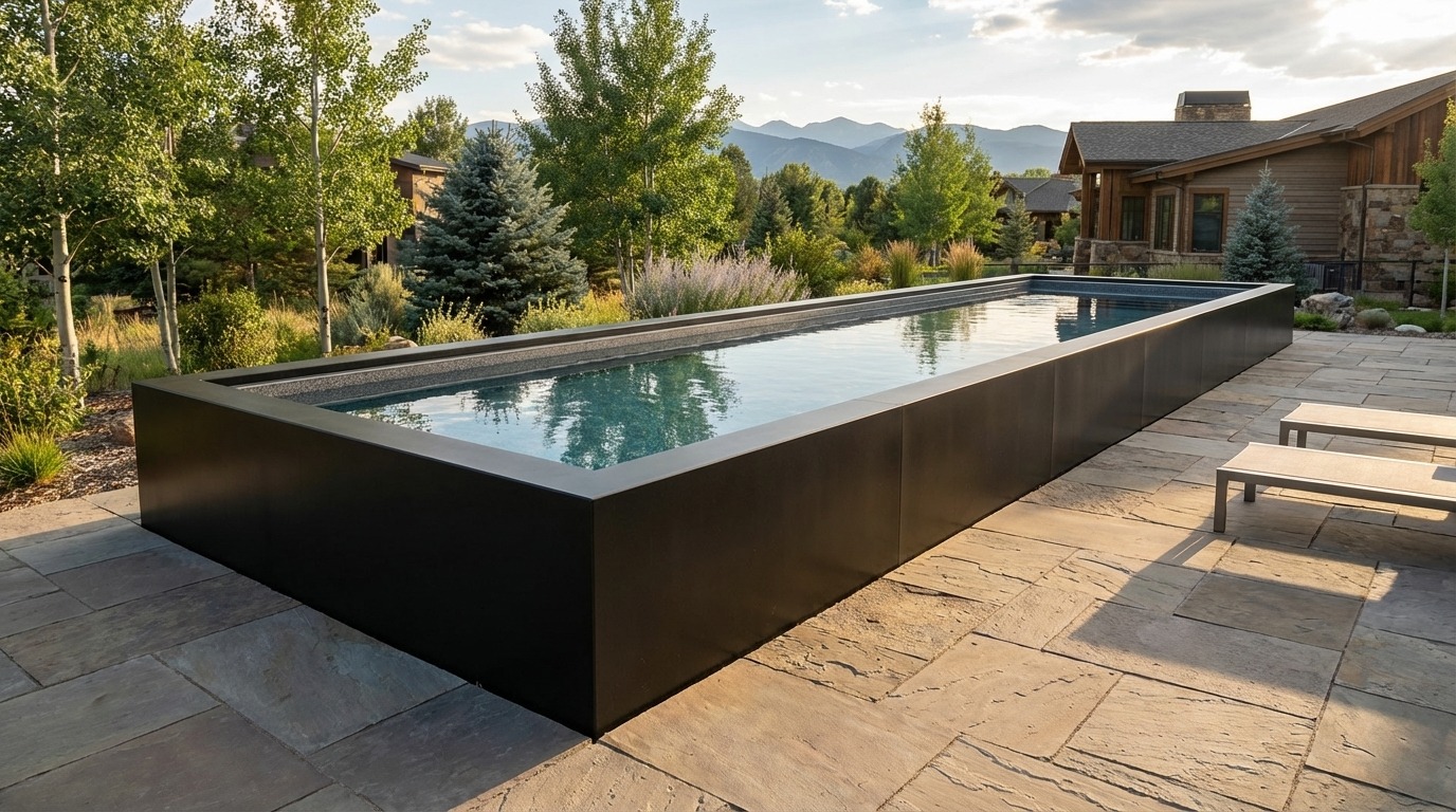 16 x 56 Midnight Black Titanium Stone Architectural Pool