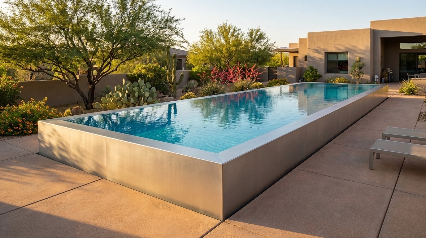 16 x 56 Platinum Silver Blue Topaz Architectural Pool