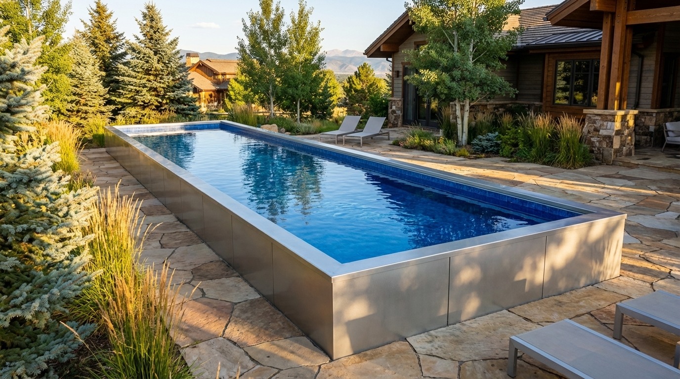 16 x 56 Platinum Silver Blue Matrix Architectural Pool