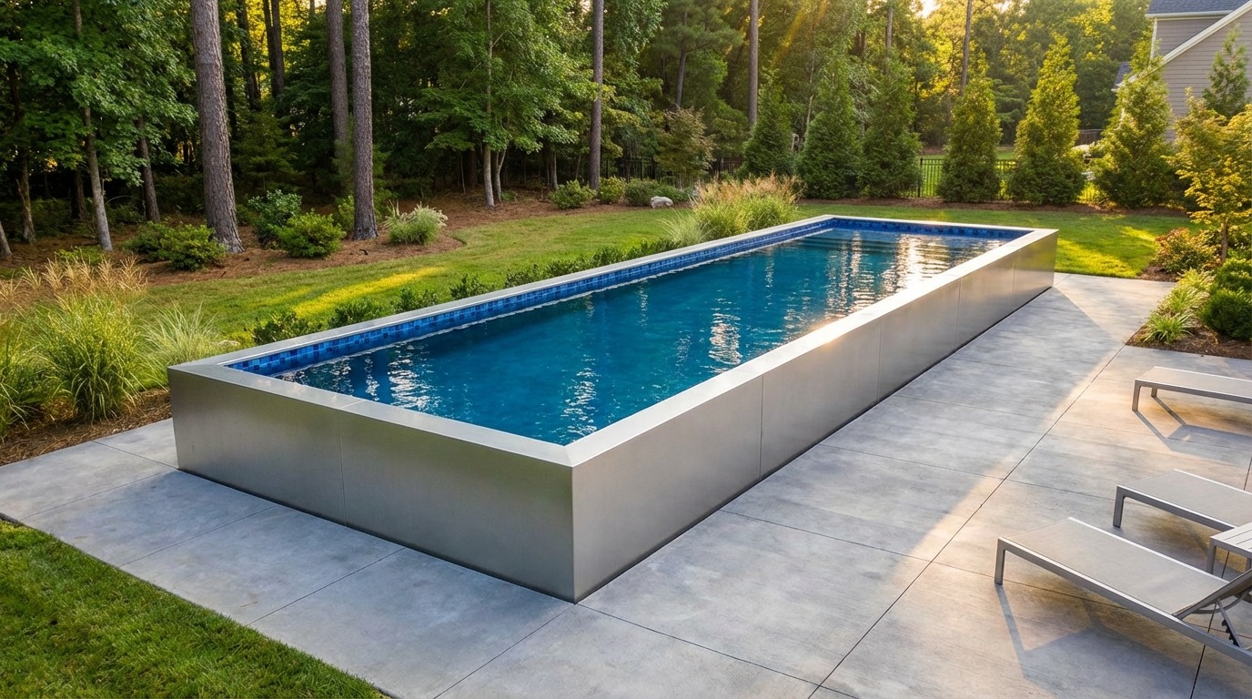 16 x 56 Platinum Silver Mystic Blue Architectural Pool