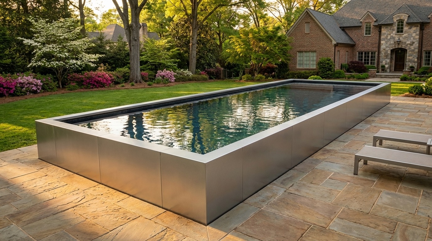 16 x 56 Platinum Silver Titanium Stone Architectural Pool