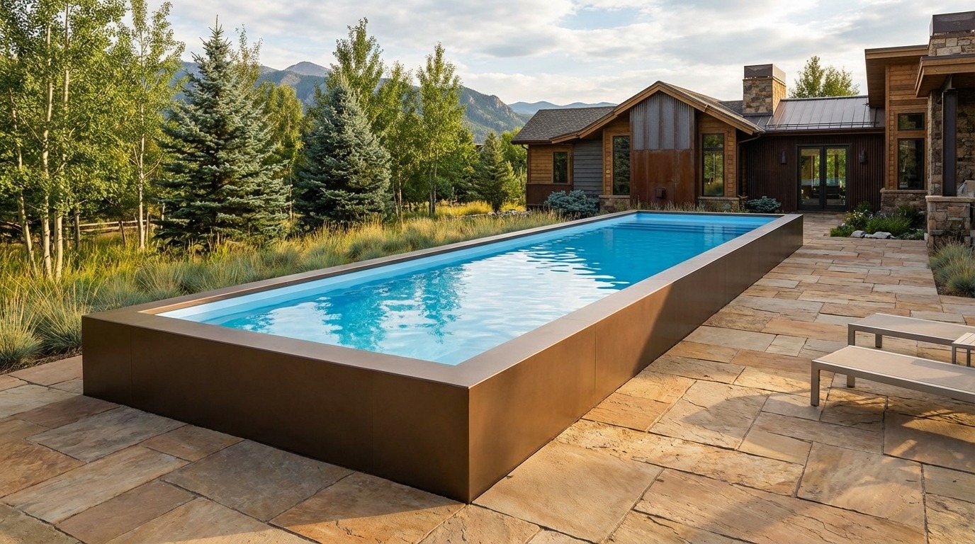 16 x 60 Canyon Bronze Aqua Blue Architectural Pool