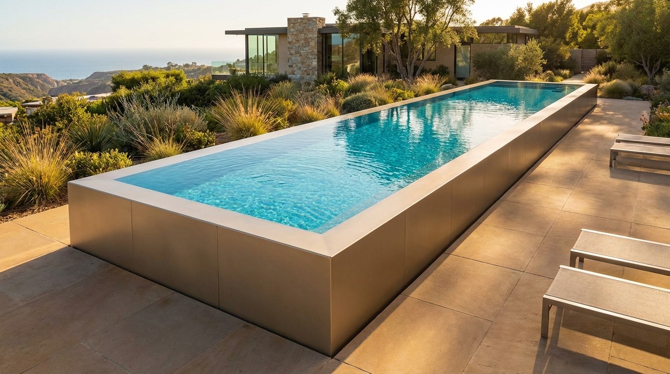 16 x 60 Champagne Mist Blue Topaz Architectural Pool