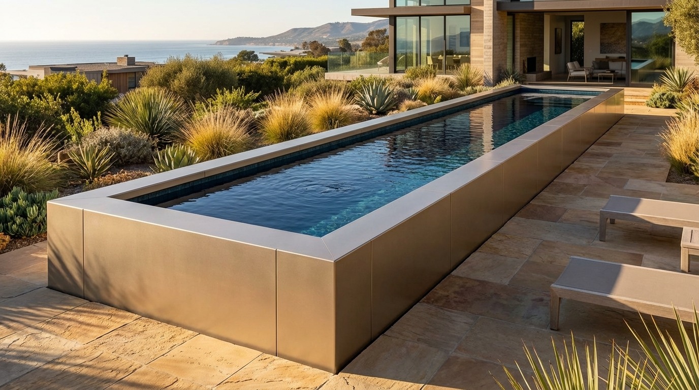 16 x 60 Champagne Mist Black Sapphire Architectural Pool