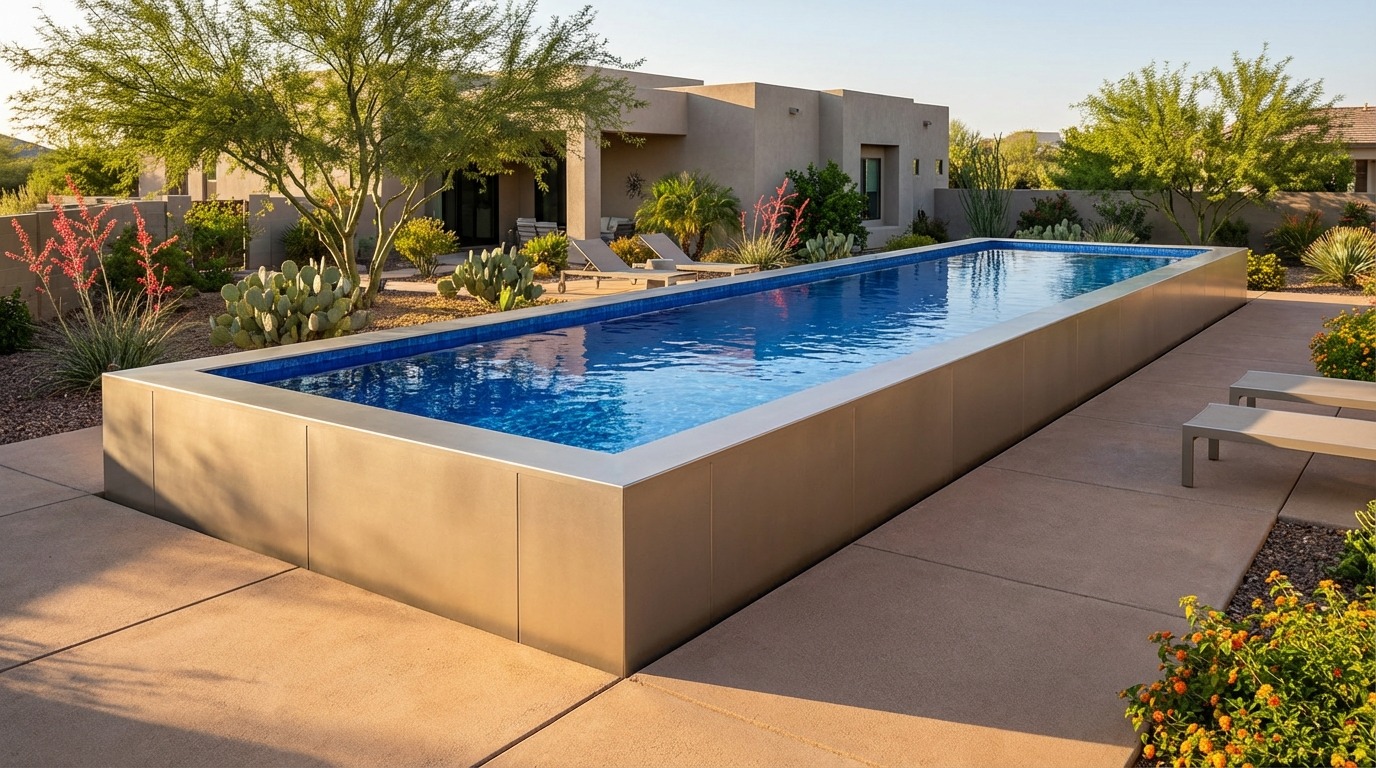 16 x 60 Champagne Mist Blue Matrix Architectural Pool