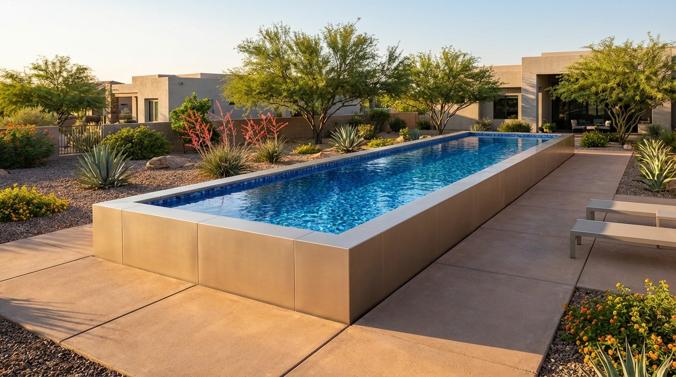 16 x 60 Champagne Mist Mystic Blue Architectural Pool