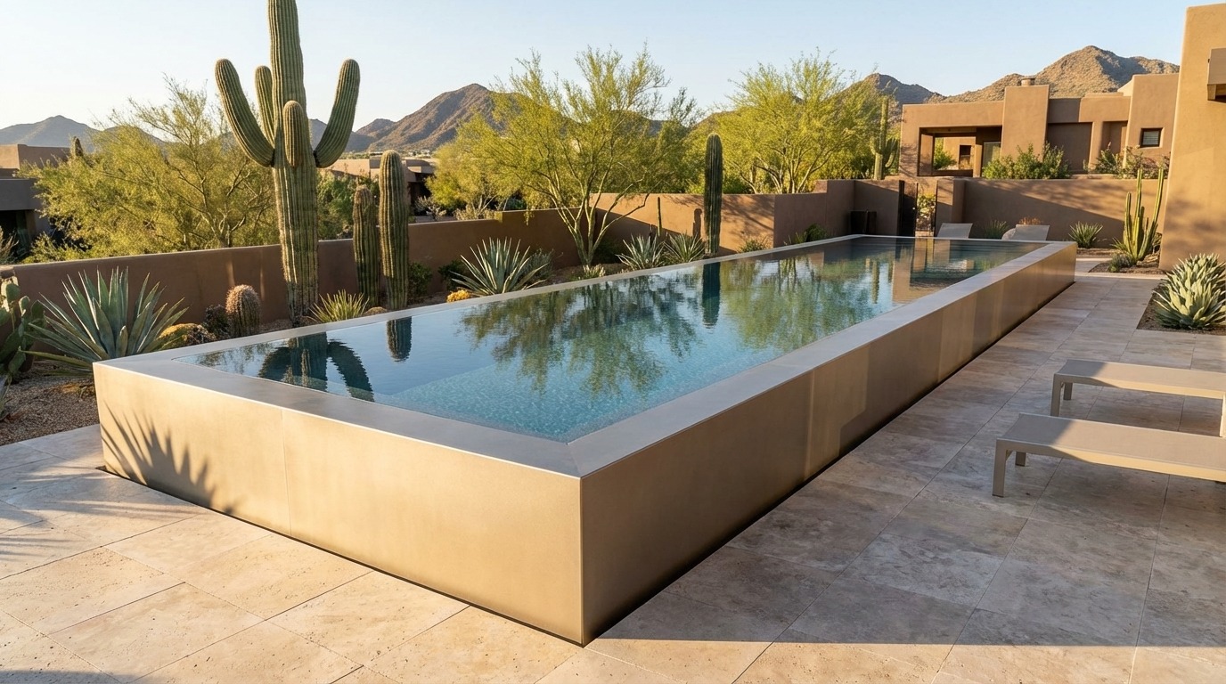 16 x 60 Champagne Mist Titanium Stone Architectural Pool