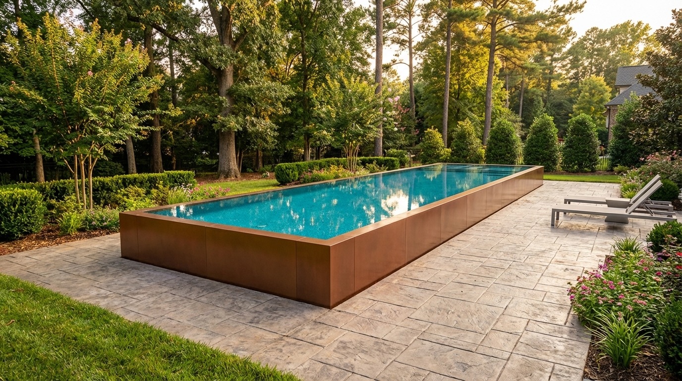 16 x 60 Espresso Copper Blue Topaz Architectural Pool