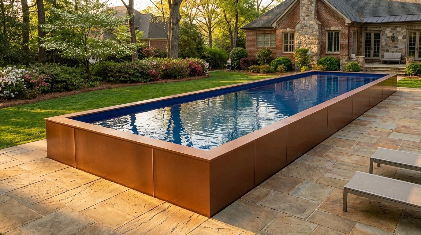 16 x 60 Espresso Copper Deep Sea Blue Architectural Pool