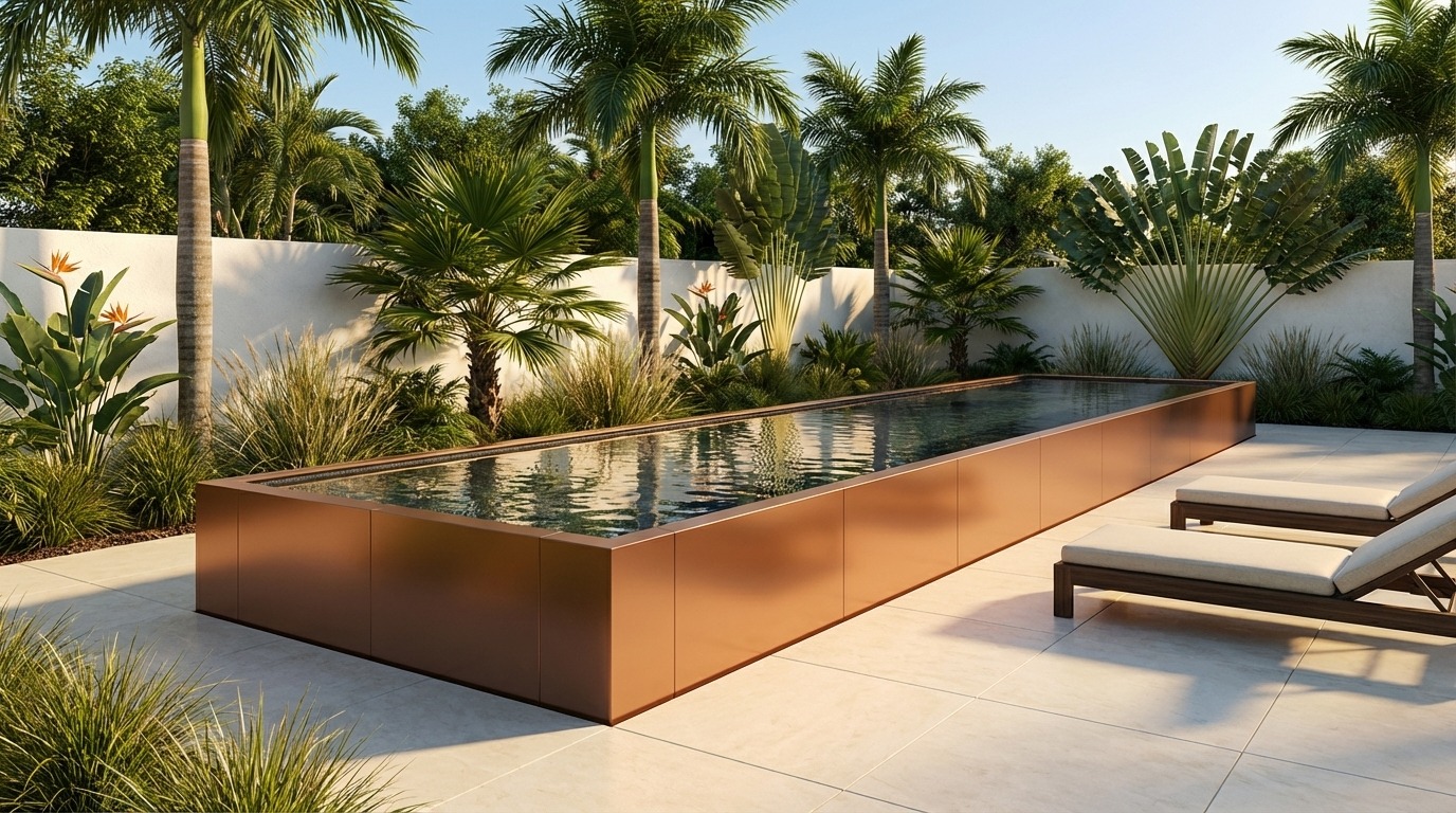 16 x 60 Espresso Copper Titanium Stone Architectural Pool
