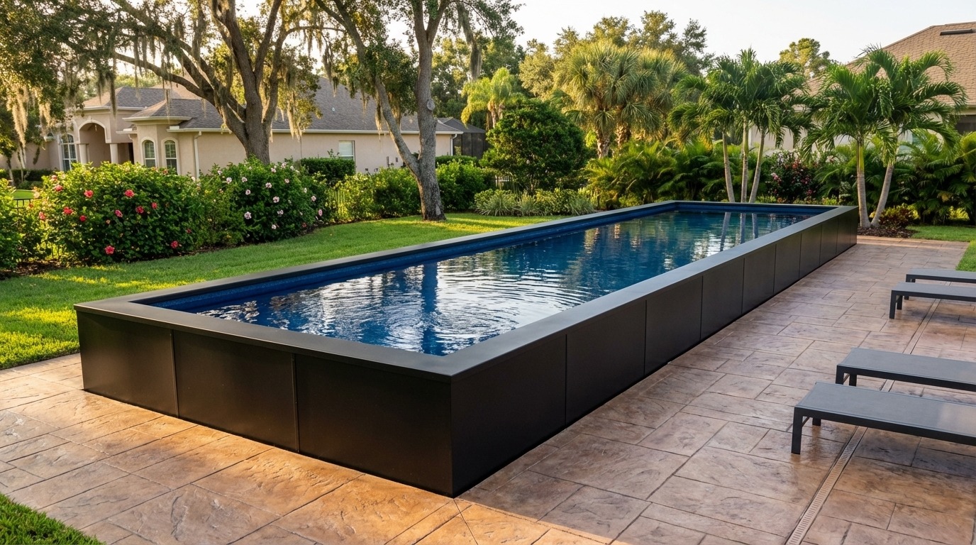 16 x 60 Midnight Black Deep Sea Blue Architectural Pool