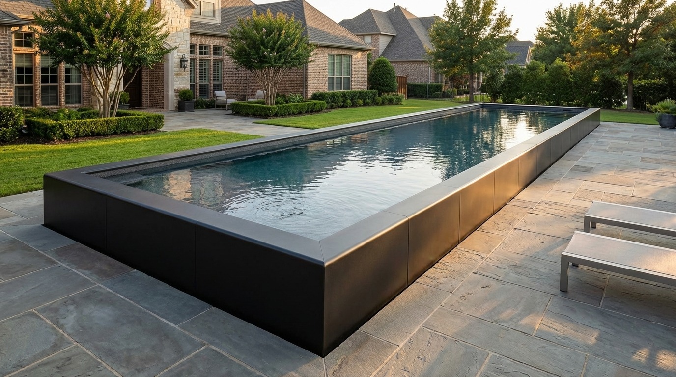 16 x 60 Midnight Black Titanium Stone Architectural Pool