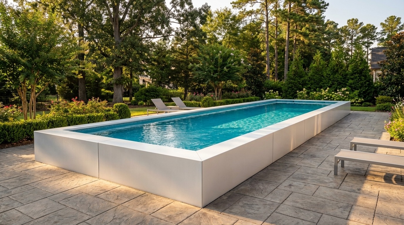 16 x 60 Alpine White Blue Topaz Architectural Pool