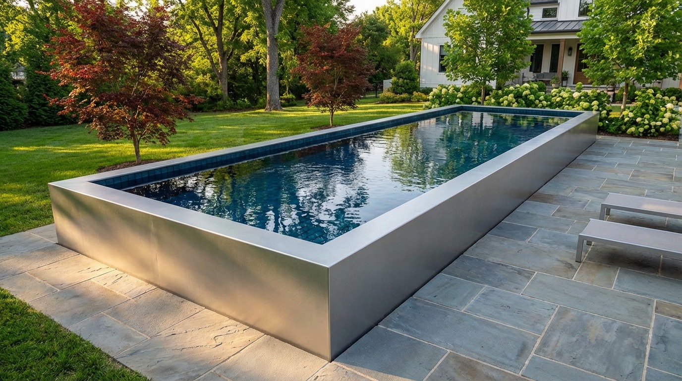 16 x 60 Platinum Silver Black Sapphire Architectural Pool