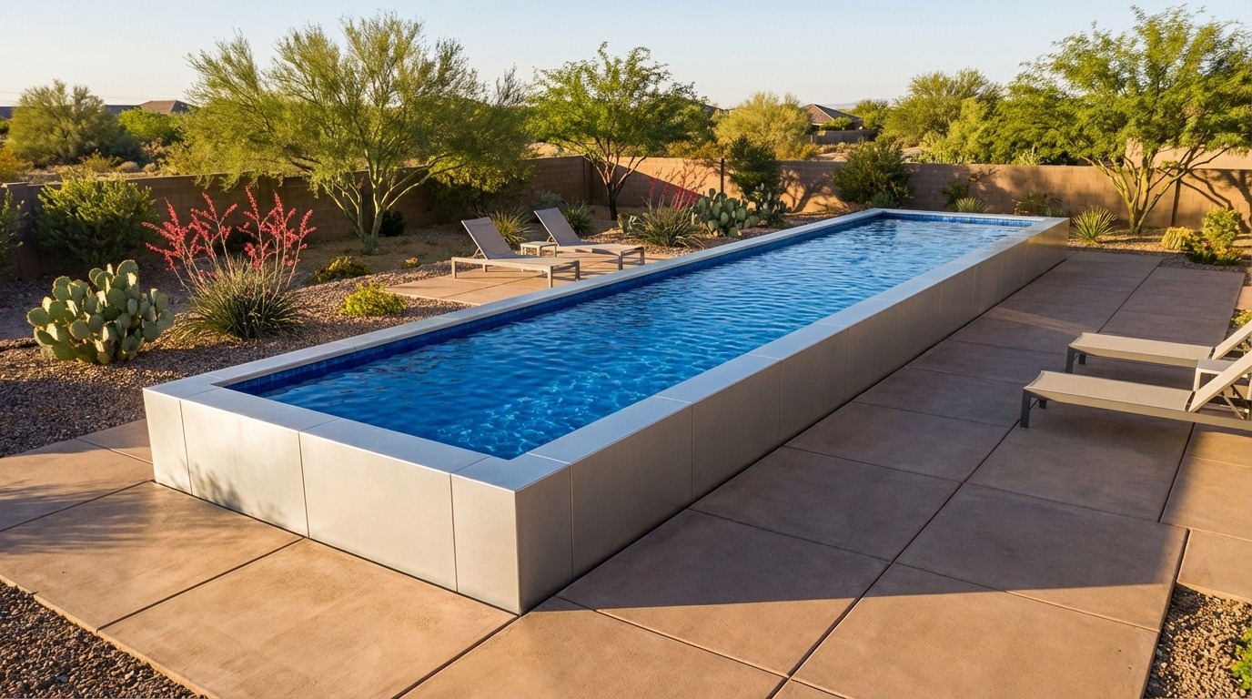 16 x 60 Platinum Silver Blue Matrix Architectural Pool